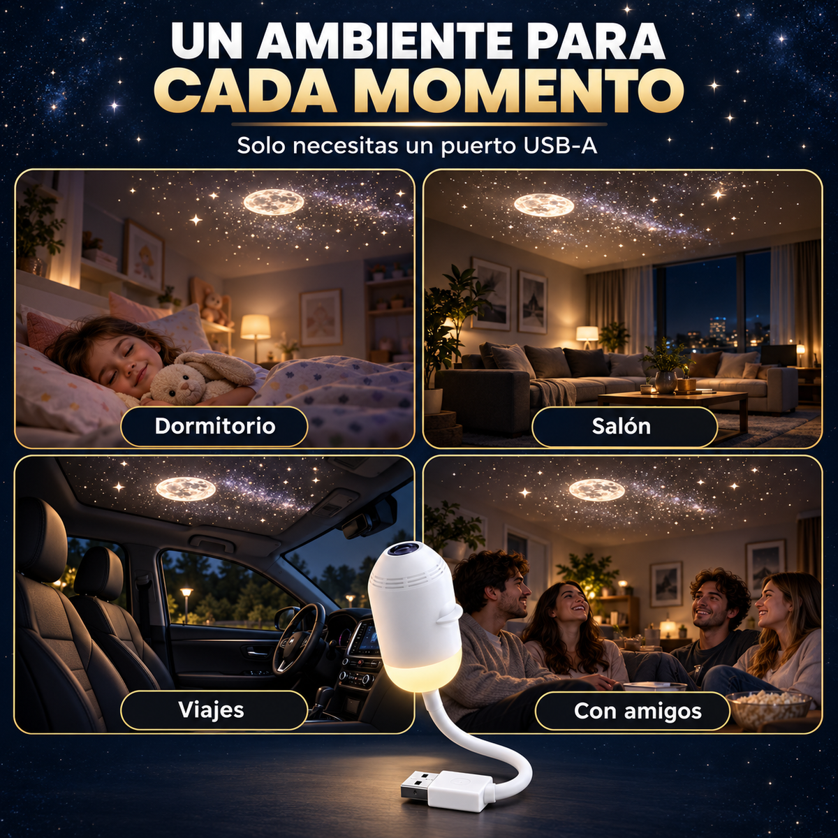 Glimo — Proyector de Galaxia y Cielo Estrellado